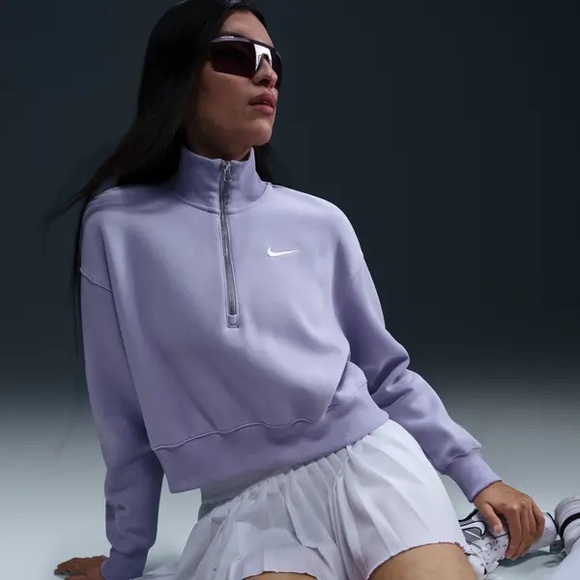 Nike Tops - Nike Women's cropped Purple Half-Zip Sweatshirt